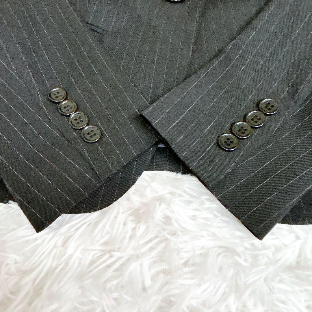 未使用級✨ UNTITLED パンツスーツ セットアップ ストライプ 黒 M～L