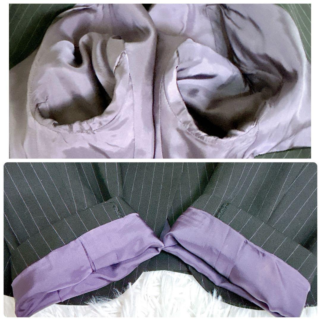 未使用級✨ UNTITLED パンツスーツ セットアップ ストライプ 黒 M～L