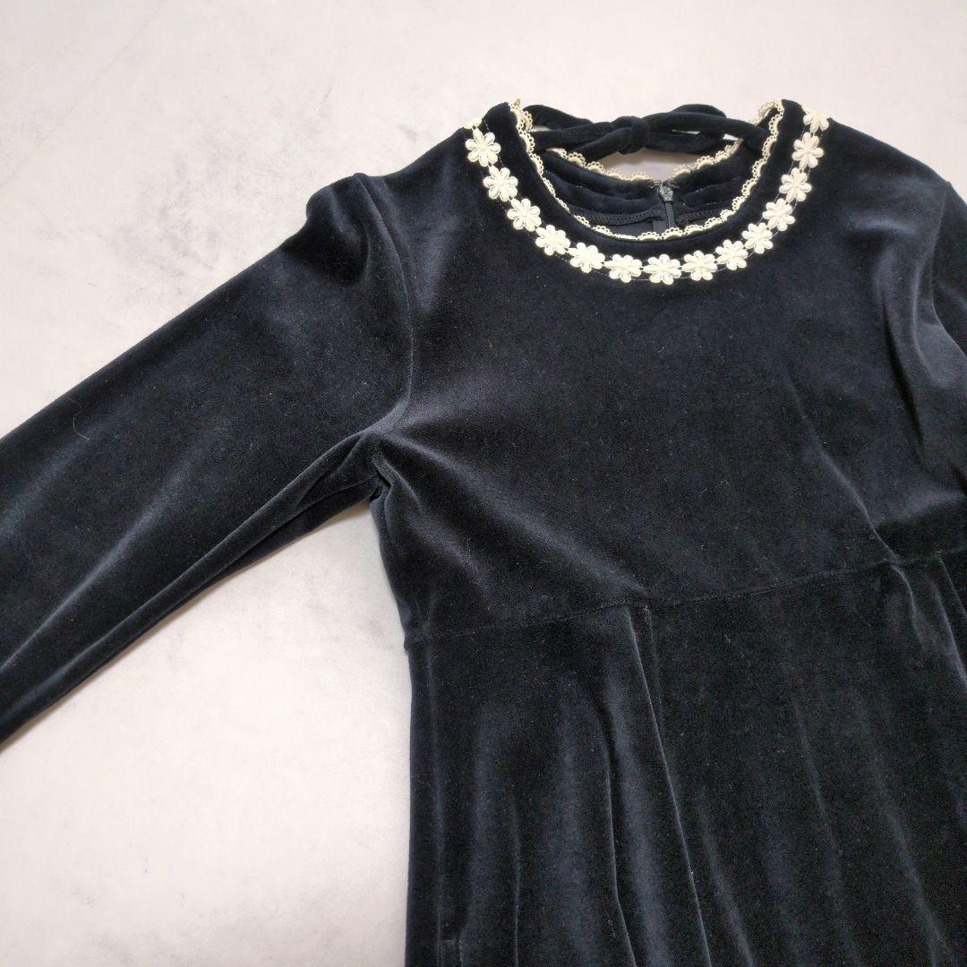 希少✨️Emily Temple ベロアワンピース❁レース刺繍 大人可愛い 黒