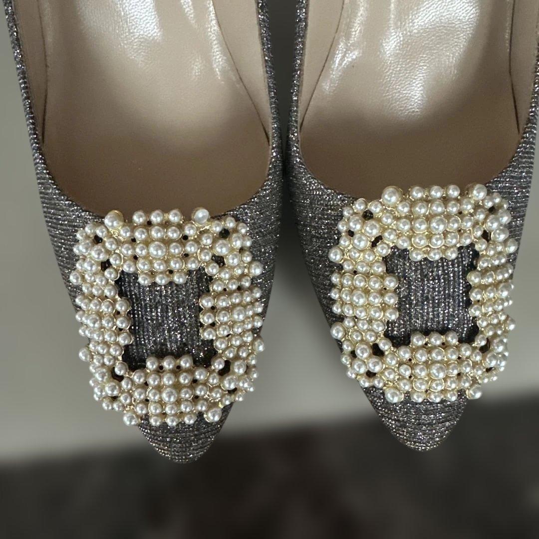 ゆきんこ　ManoloBlahnikマノロブラニク パールビジューパンプス