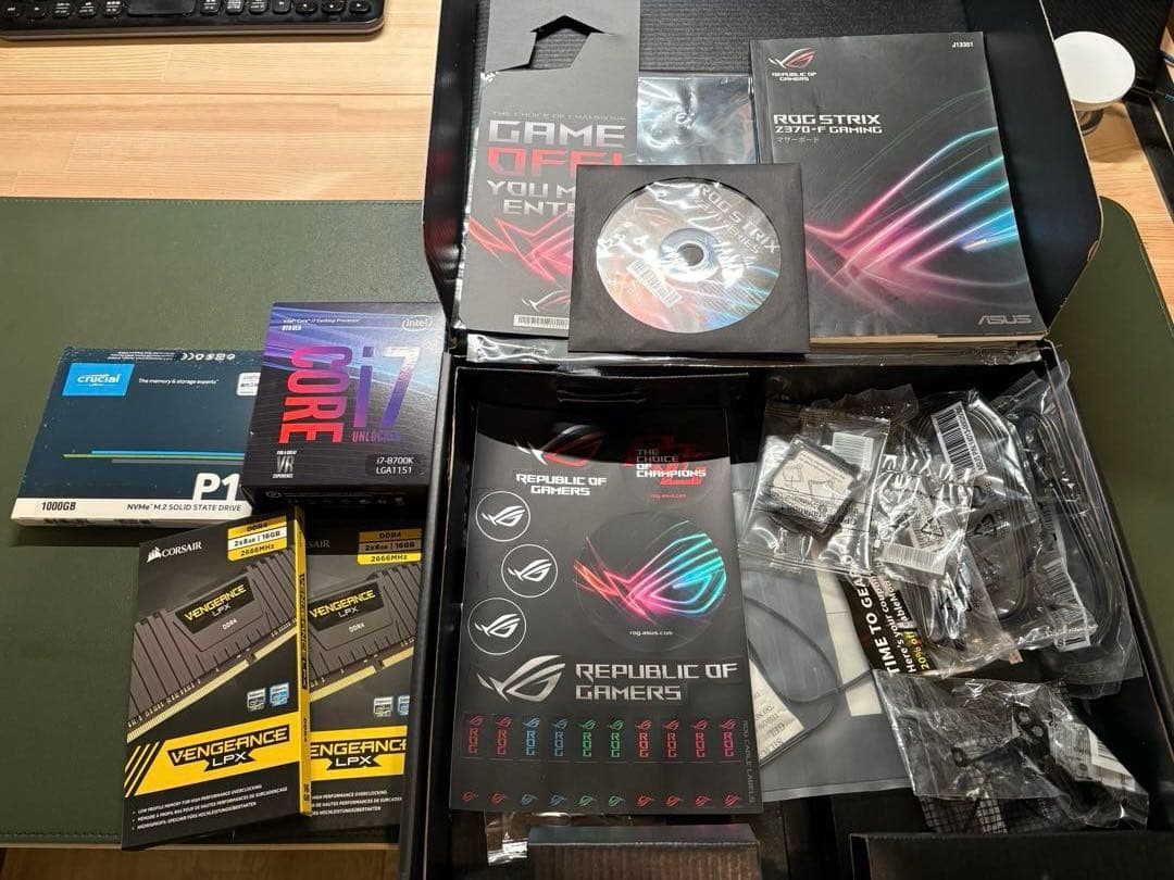 8700k CPU＋マザーボード＋メモリ＋ssd
