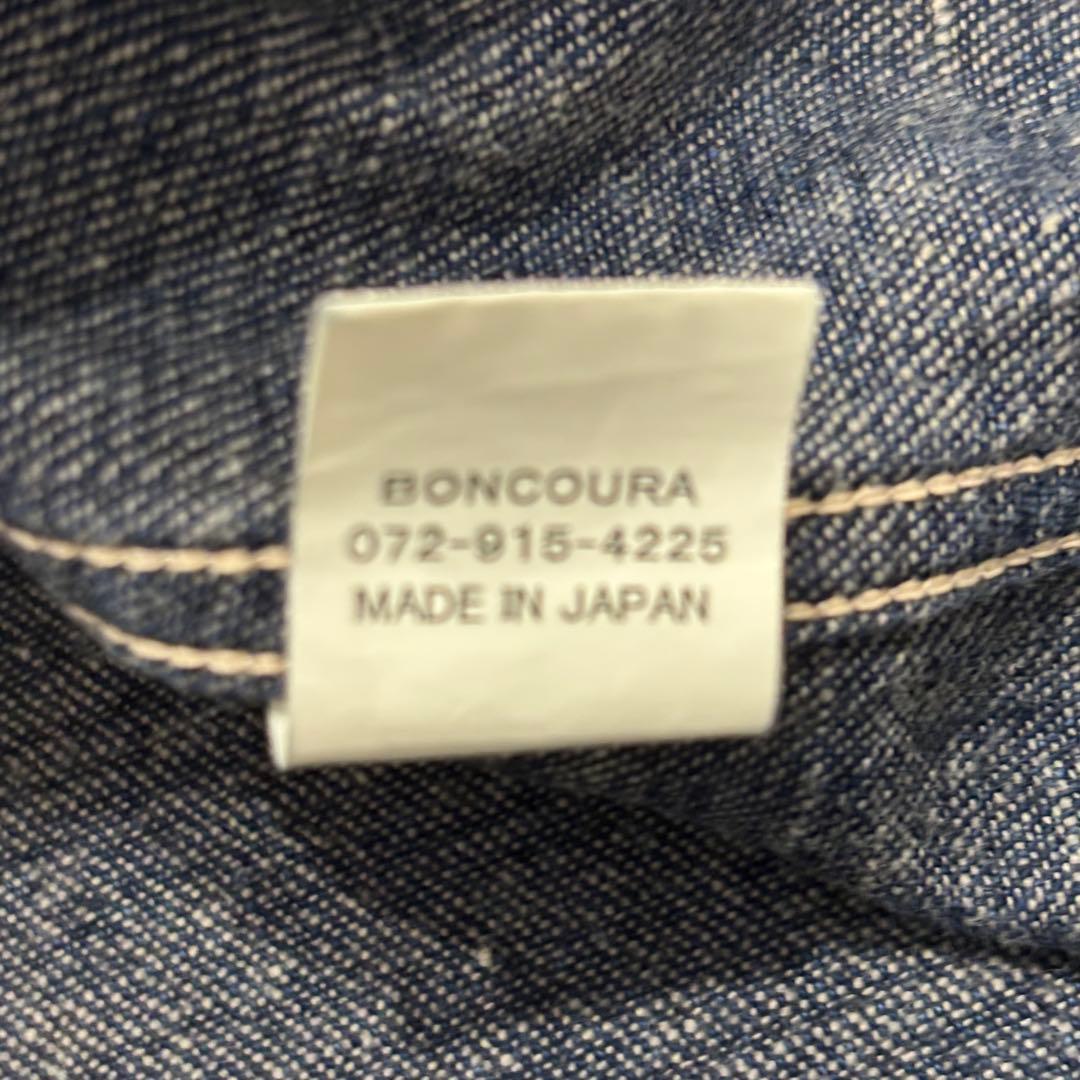 BONCOURA 濃紺 デニム ボタンダウン シャツ 耳 ワーク インディゴ S
