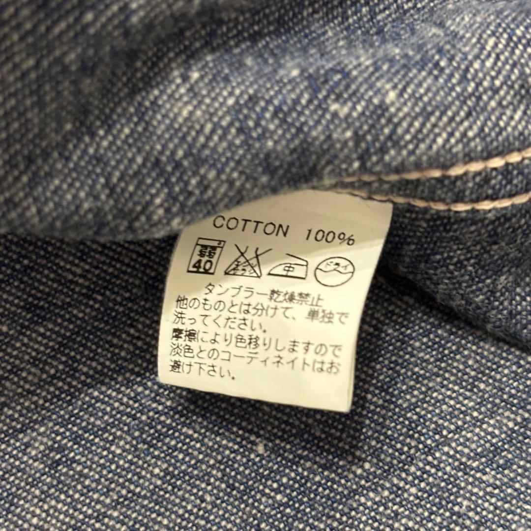 BONCOURA 濃紺 デニム ボタンダウン シャツ 耳 ワーク インディゴ S