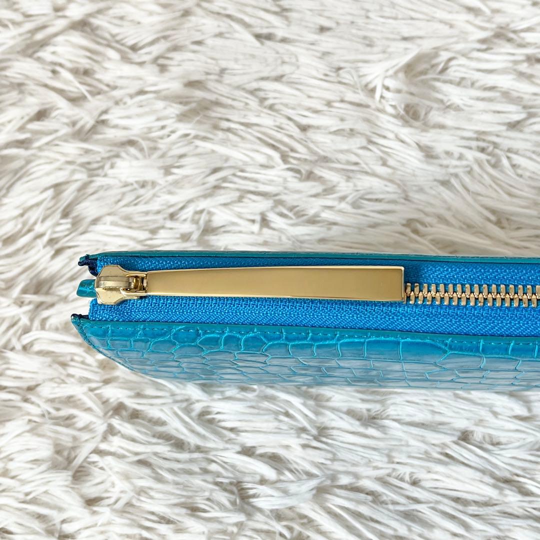 ⭐️新品未使用⭐️　池田工芸　クロコダイル　長財布　L字ファスナー　ターコイズ
