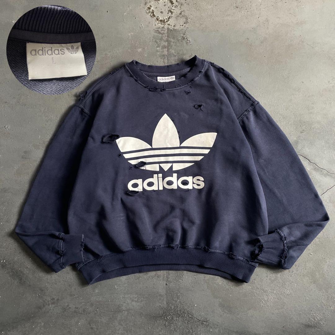 90's 銀タグ“adidas“短丈”grange boro sweat