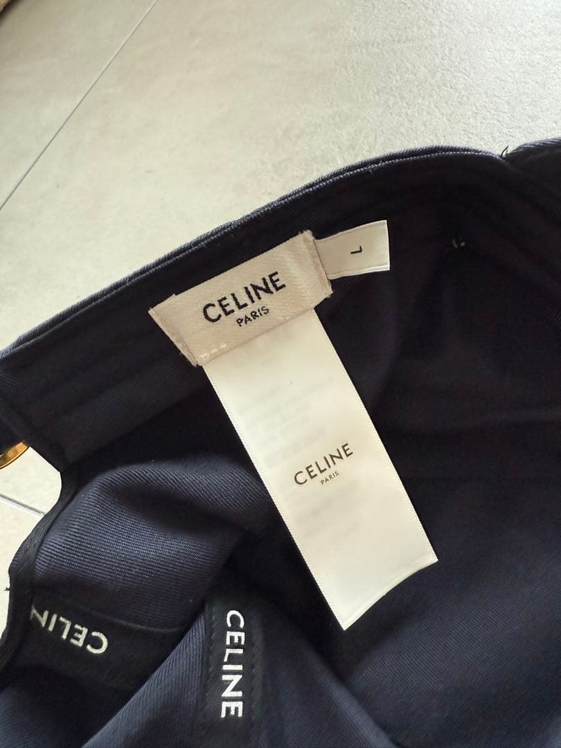 セリーヌCELINE ネイビーキャップ L