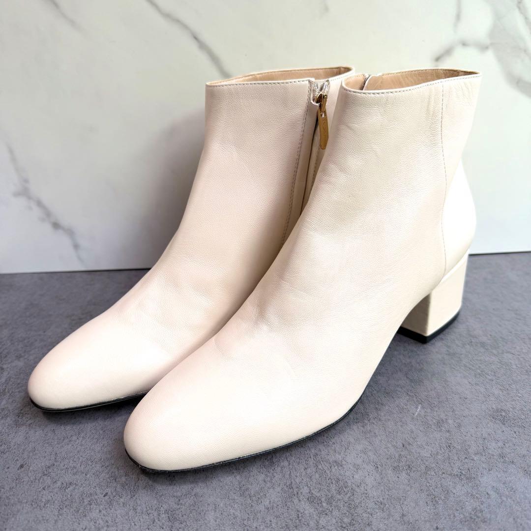 美品 Sergio Rossi セルジオロッシ アンクルブーツ 39 アイボリー