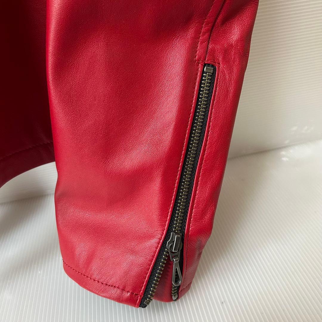 ［匿名発送］SCHAFFEN ライダースジャケット レザー 希少色 赤 XL