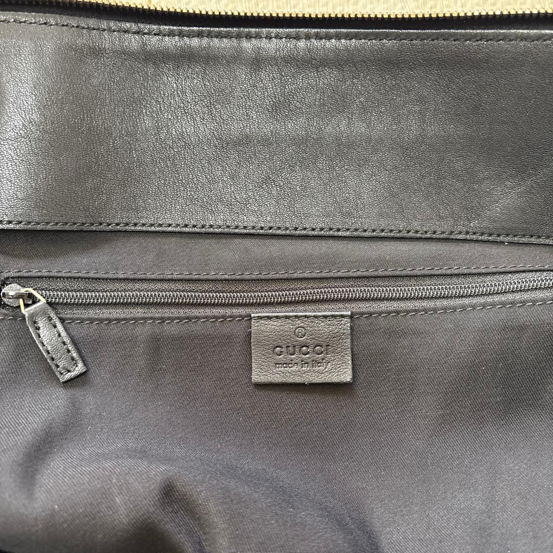 GUCCI グッチ　レザー×キャンバス地　ゴールド金具