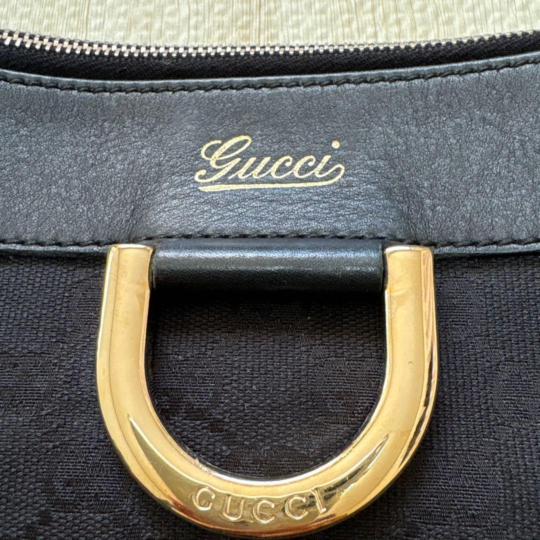 GUCCI グッチ　レザー×キャンバス地　ゴールド金具
