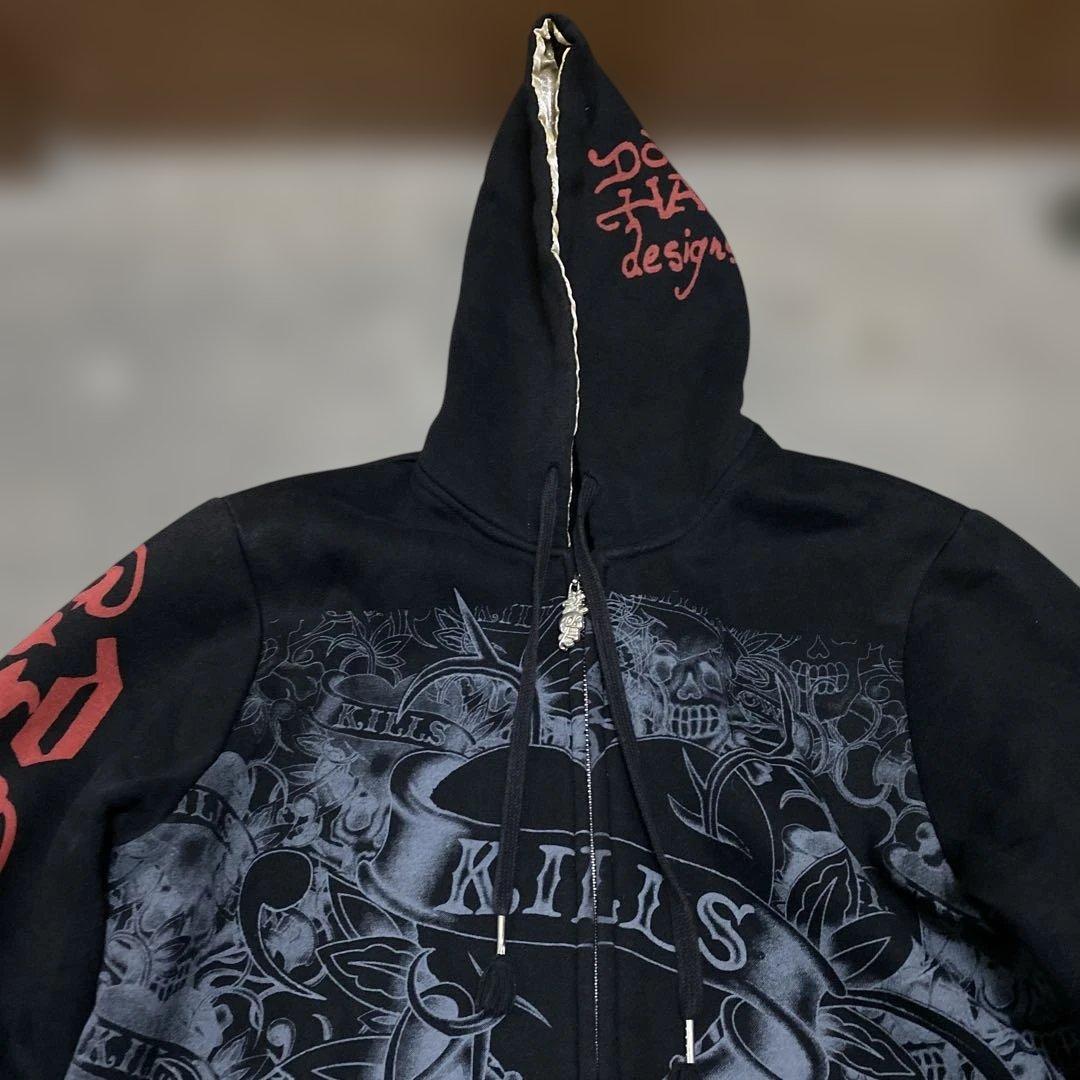 Ed Hardy スカルプリント パーカー　XLサイズ