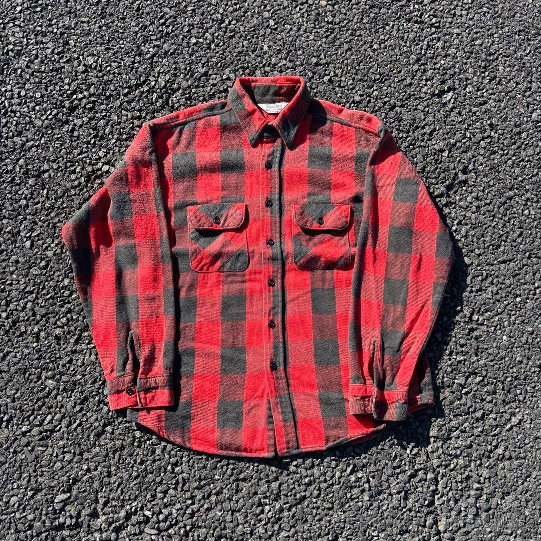 70s〜80s FIVE BROTHER ヘビネル 赤黒ブロックチェック 16