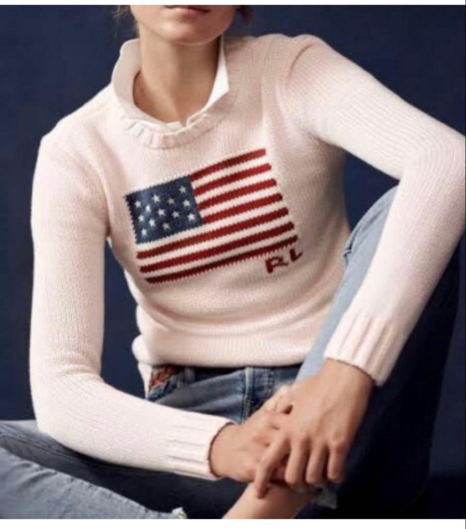 美品 希少 ピンクポニー ラルフローレン 星条旗 ニット セーター