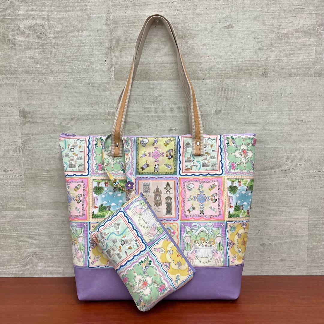 yukiemonハンドメイド　ビッグトートバック＆20㎝ぶら下げポーチ　⑫