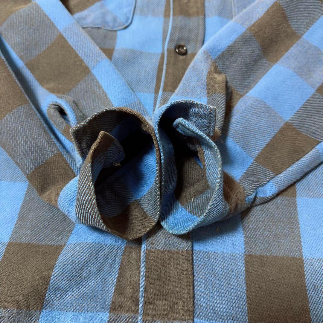 t*n様 好配色 70s FIVE BROTHER ネルシャツ USA製 青×黒