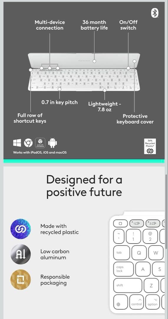 Logitech(ロジクール) Keys-to-GO 2 ワイヤレスキーボード