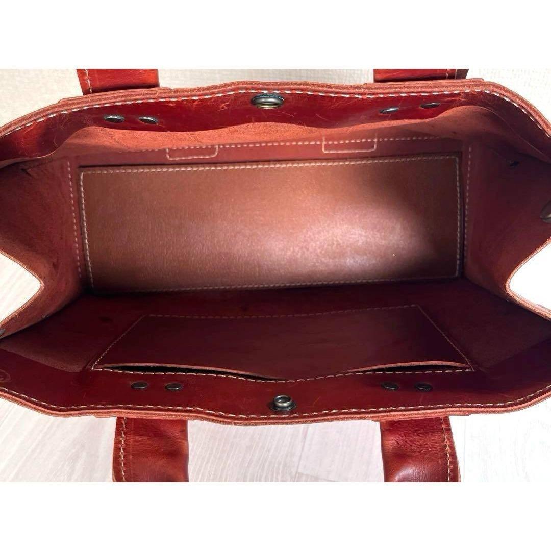 【良品】HERZ/ヘルツ　トート バッグ　オールレザー　自力式　A4収納　赤茶