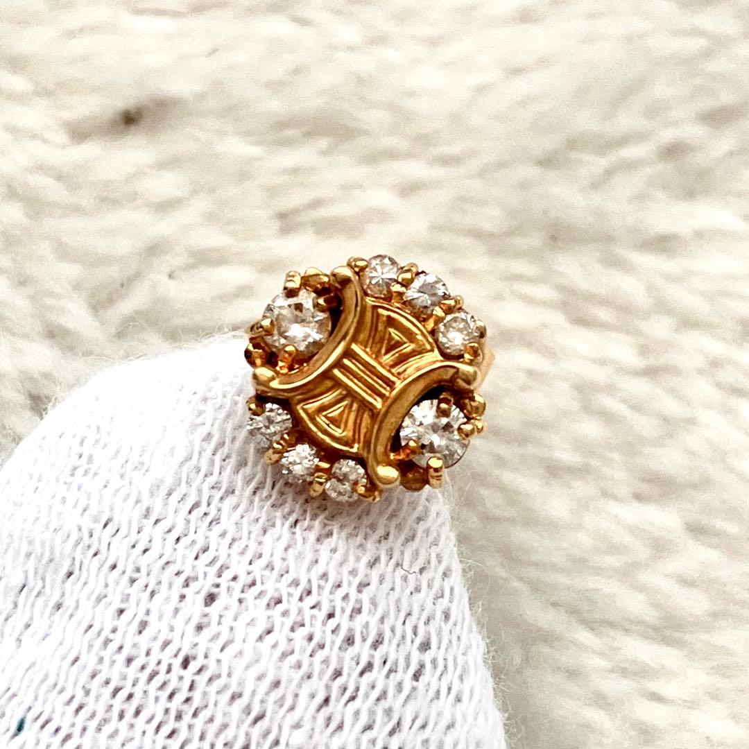 レア CELINEセリーヌ ピアス K18 ※片耳のみ YG ダイヤ トリオンフ