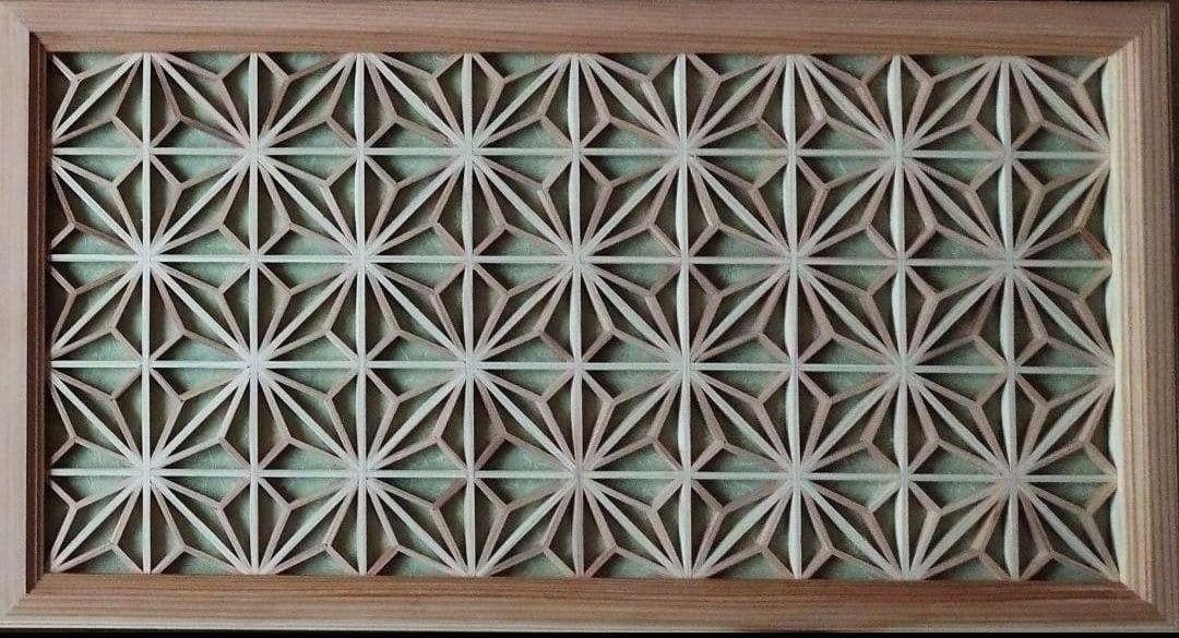 181❣️特価❣️ 麻の葉組子3枚一組　木製額縁