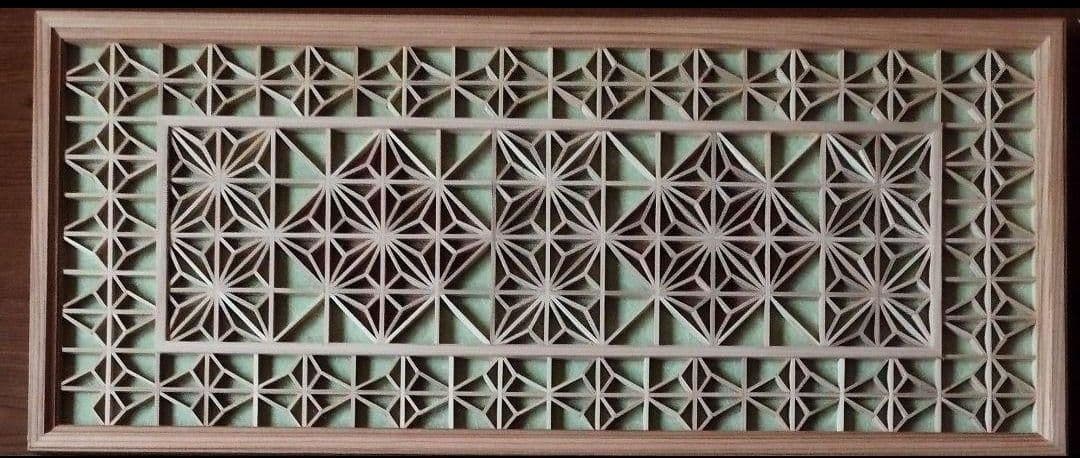 181❣️特価❣️ 麻の葉組子3枚一組　木製額縁