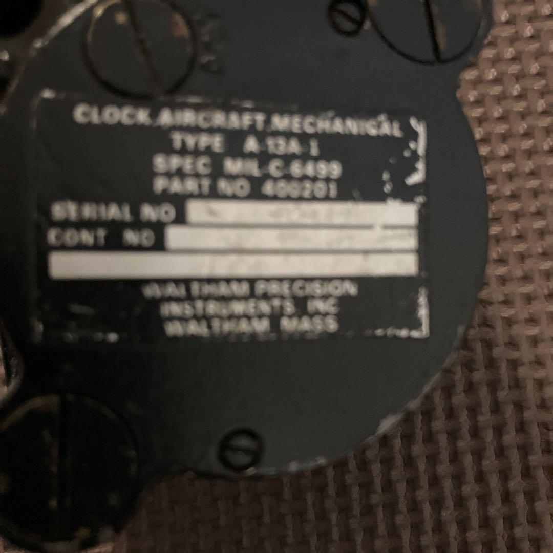 米国用航空機コックピットクロックウォルサム手巻き稼働中