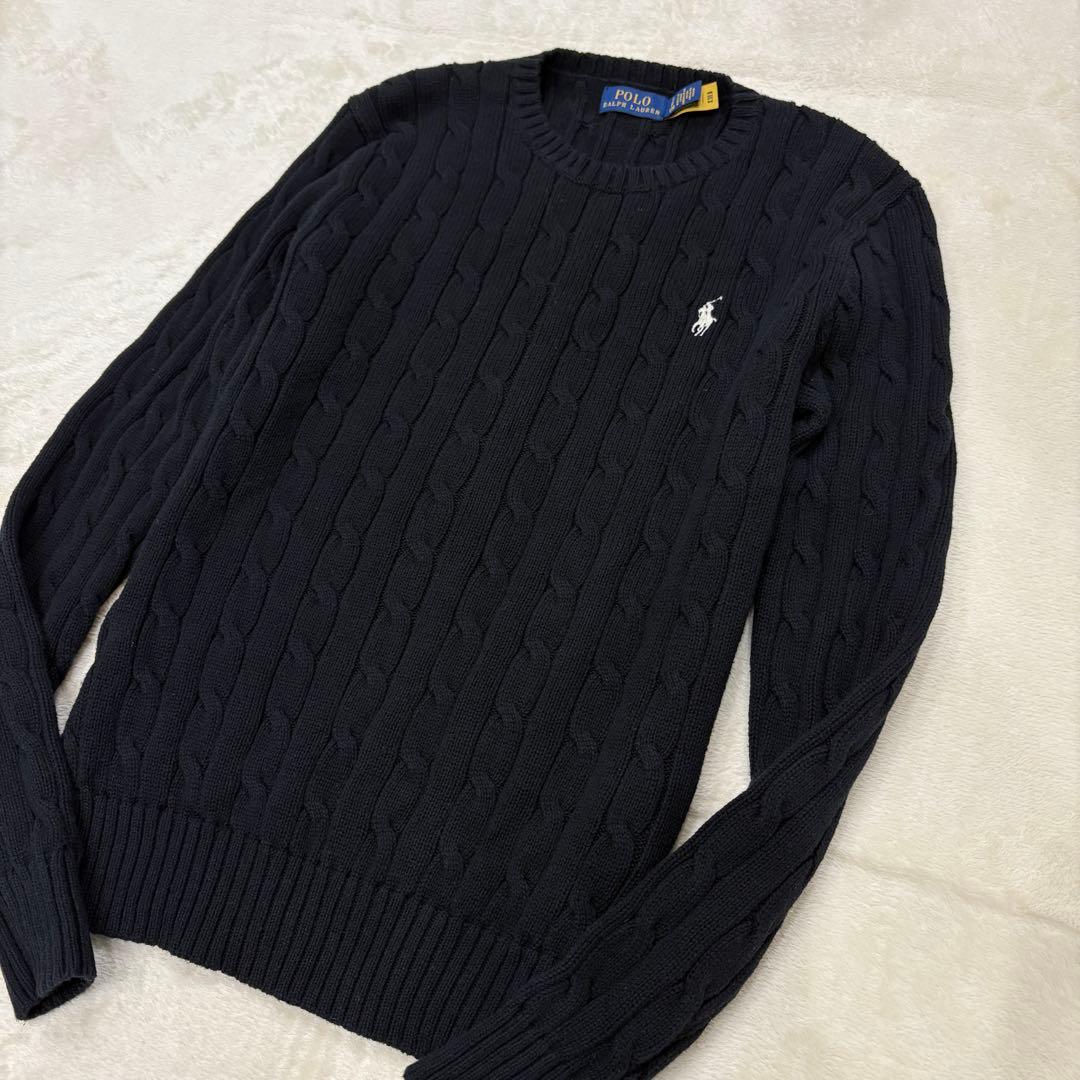 極美品✳︎ポロラルフローレン現行近年モデル白ポニーSケーブルセーターニット正規品