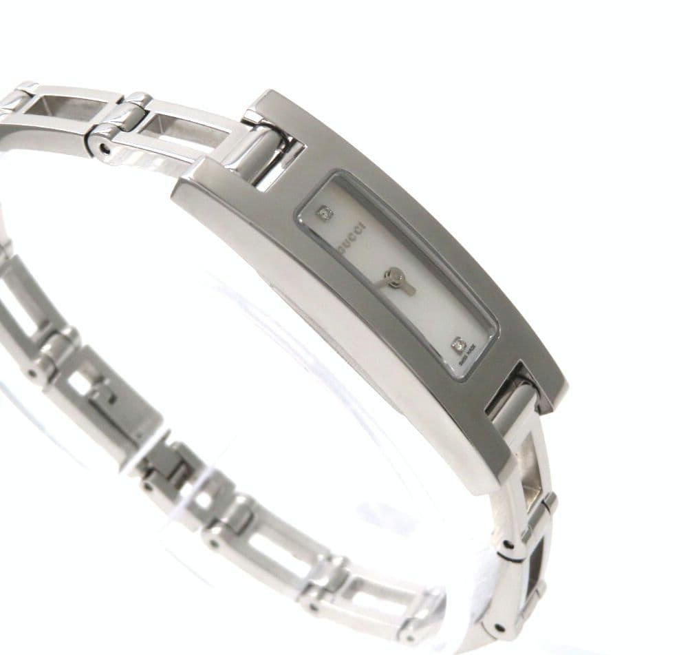 【3900L】GUCCI グッチ時計 2Pダイヤモンド ホワイトシェル☆極美品☆