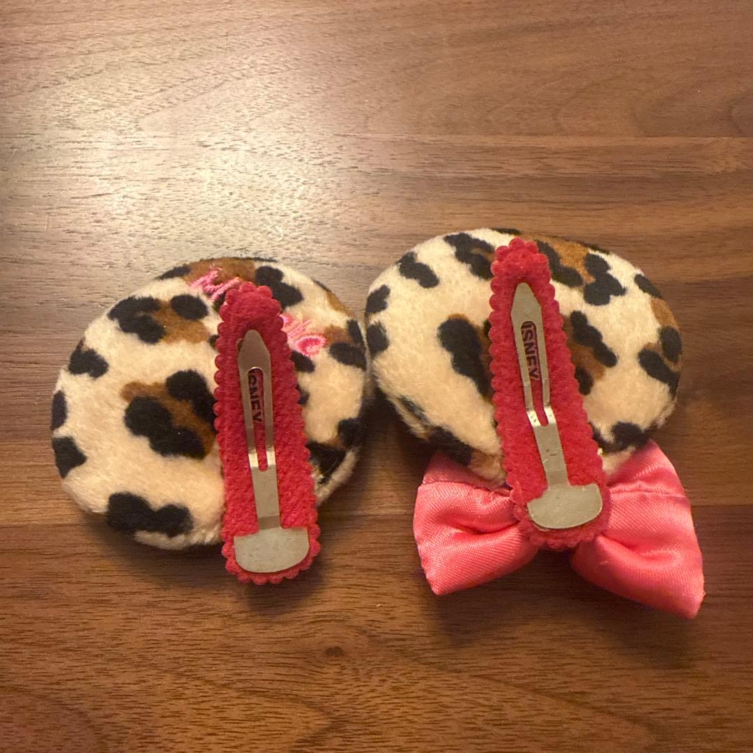 【る】ディズニー　ミニー　ヒョウ柄　ヘアピン