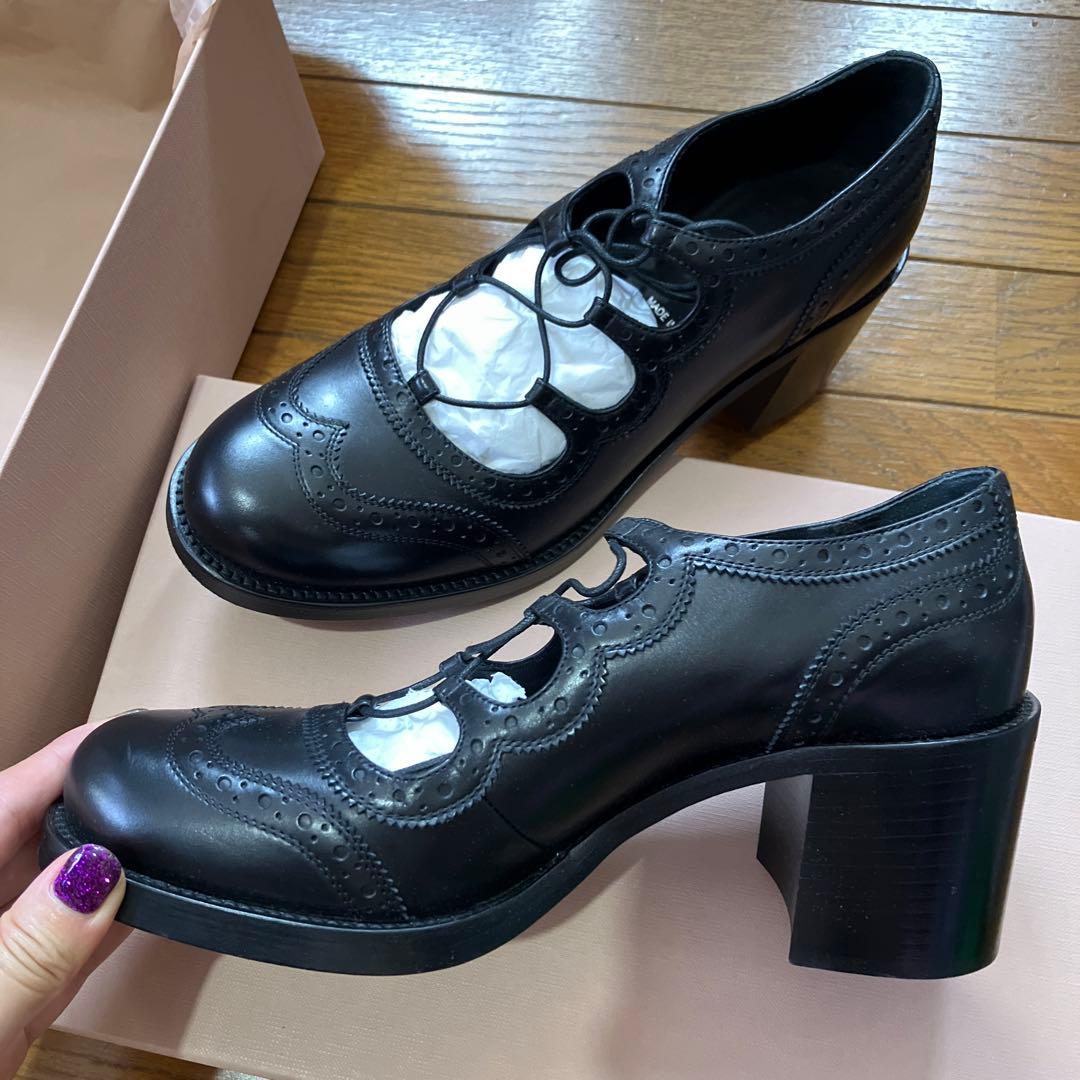 64☆miumiu☆一回着用 新品同様☆ミュウミュウ パンプス ローファー