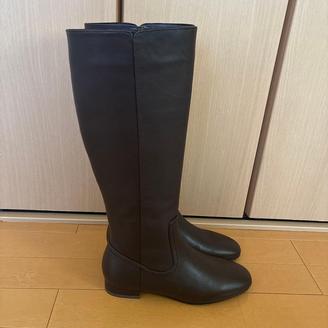 【未使用品】リズラフィーネ　本革ロングブーツ　ダークブラウン　24cm