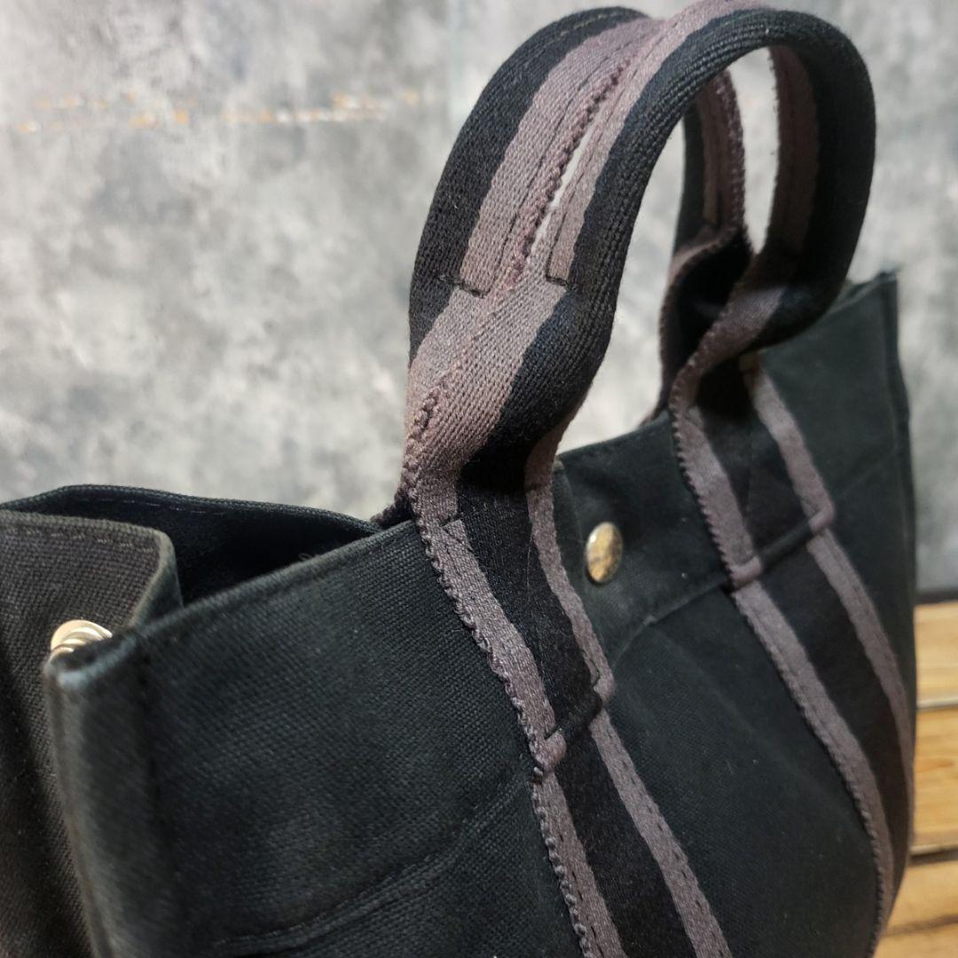美品 HERMES エルメス フールトゥPM ブラック キャンバストート
