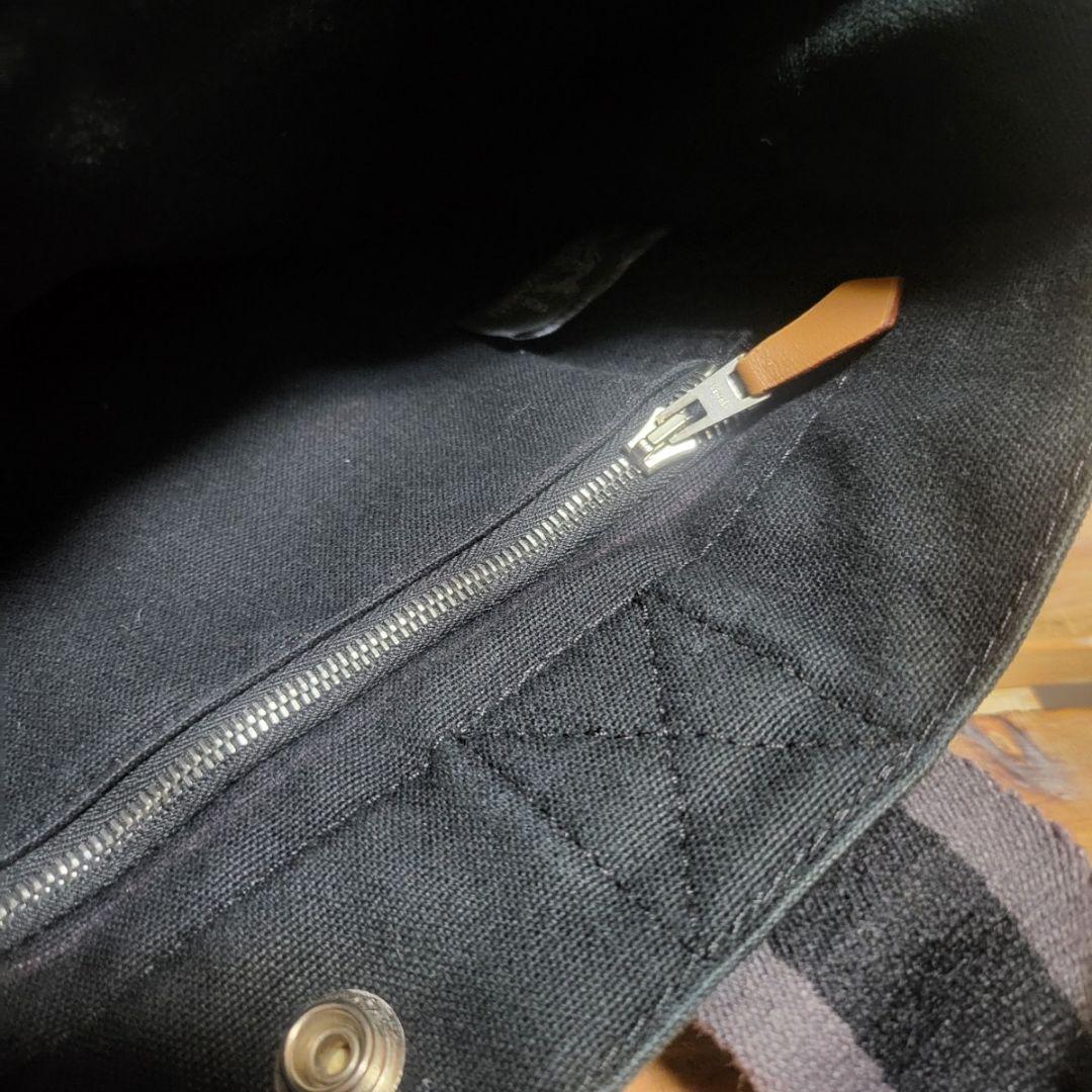 美品 HERMES エルメス フールトゥPM ブラック キャンバストート