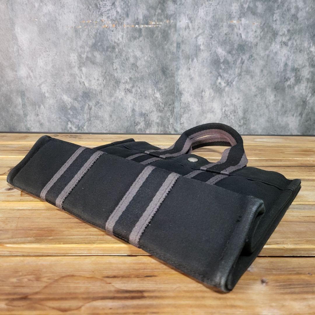 美品 HERMES エルメス フールトゥPM ブラック キャンバストート