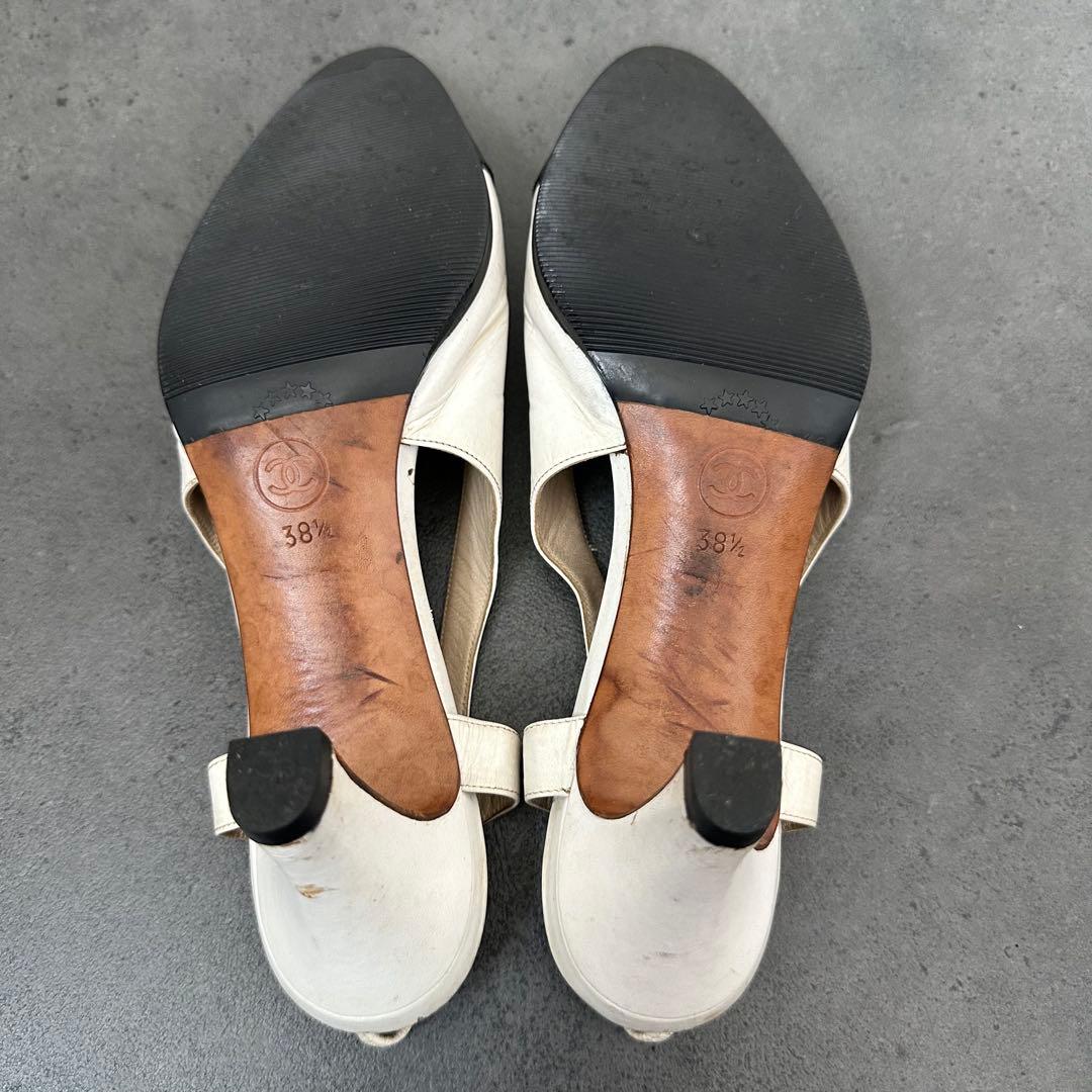 CHANEL ココマーク　バイカラー　スリングバック　パンプス　白　黒