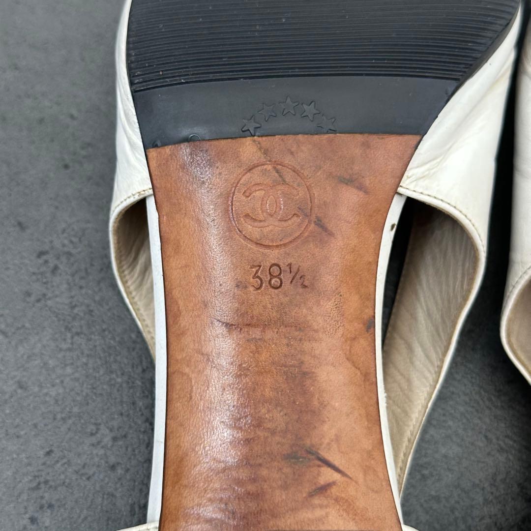 CHANEL ココマーク　バイカラー　スリングバック　パンプス　白　黒