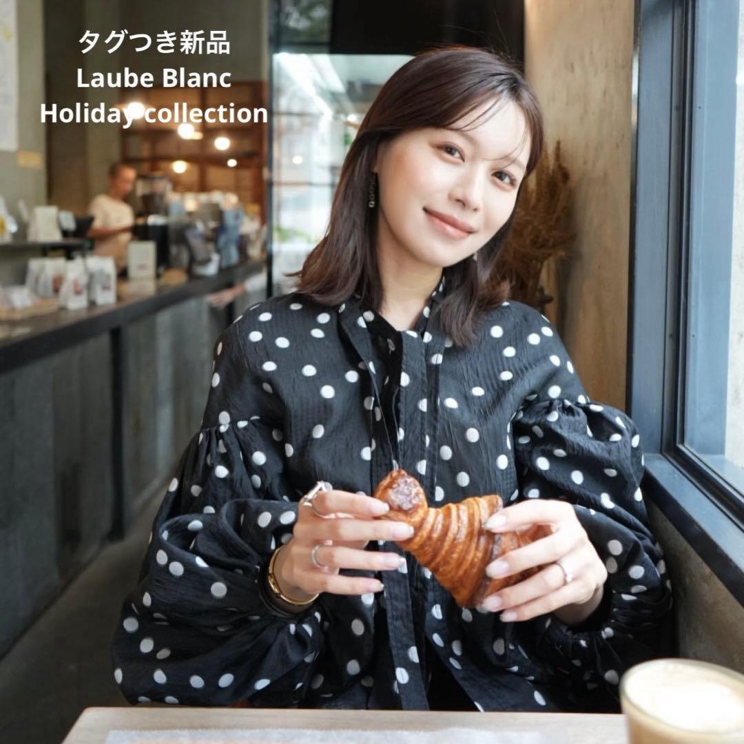 トップス laubeblanc Sheer Polka Dot Ribbon Blouse