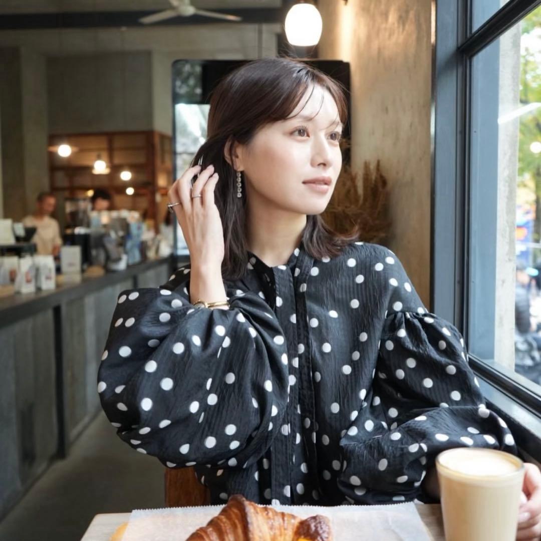 トップス laubeblanc Sheer Polka Dot Ribbon Blouse