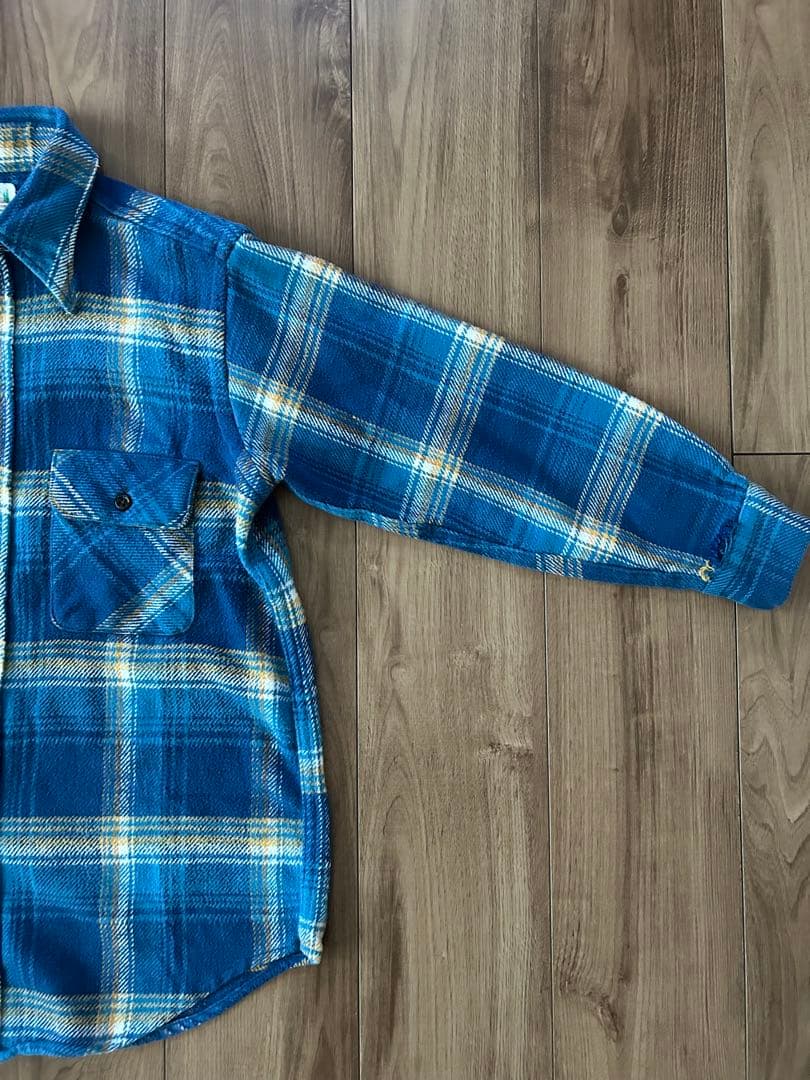 60s’ FIVE BROTHER ネルシャツ 森タグ　好配色 ブルー 美品