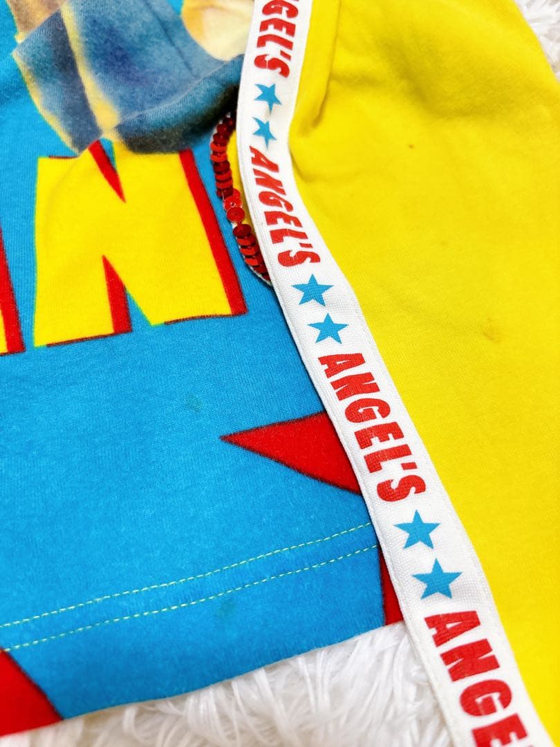 希少 エンジェルブルー平成女児 スパンコール総柄y2k 平成レトロアメカジ00s