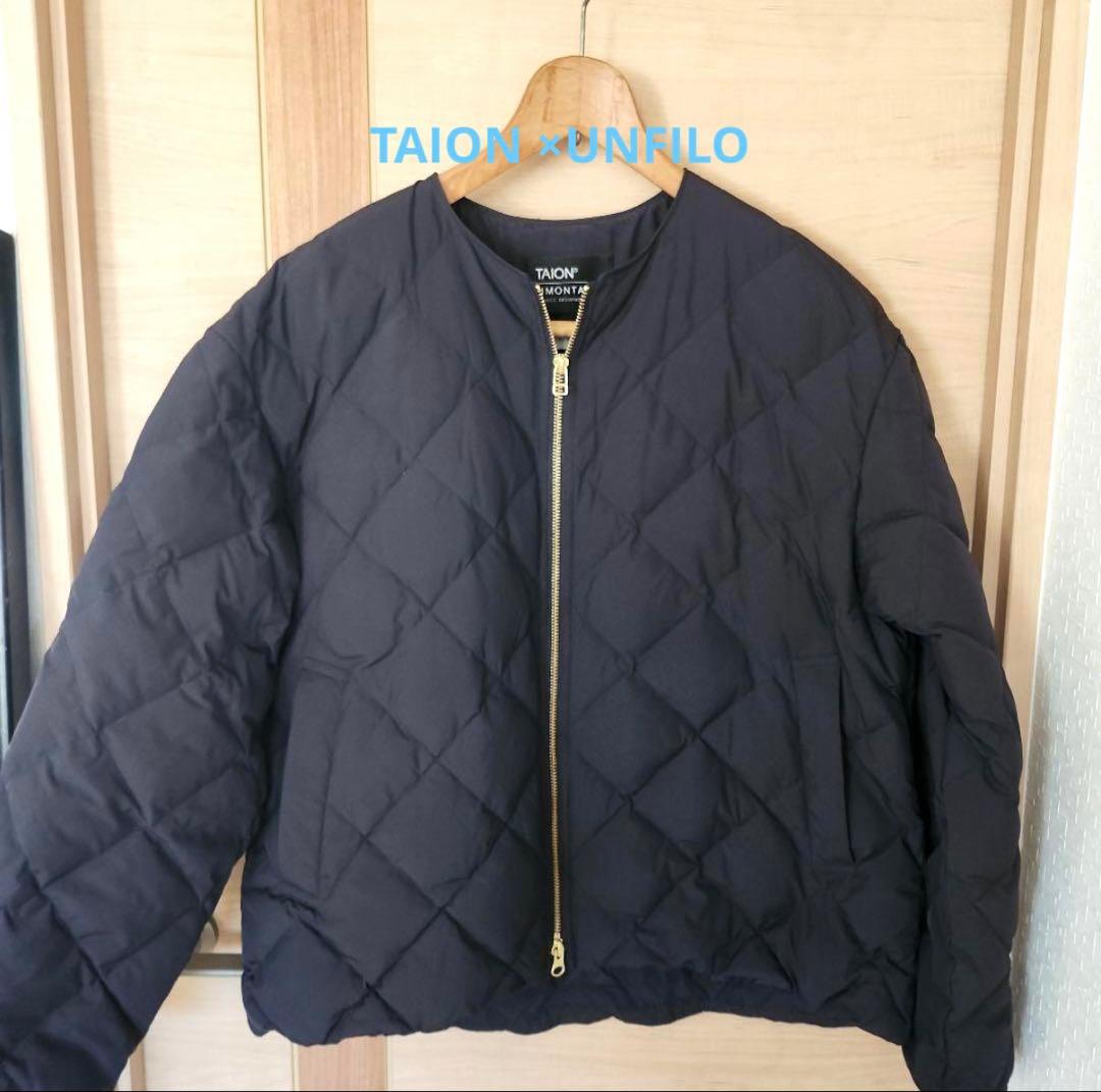 新品UNFILO×TAION ネイビー ダウンジャケットL 濃紺ゆったり