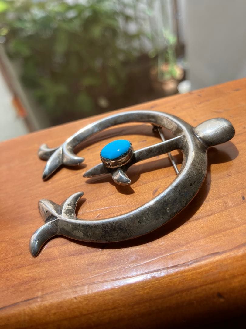 sterlingシルバー925ターコイズ付きブローチ＆ペンダントトップ