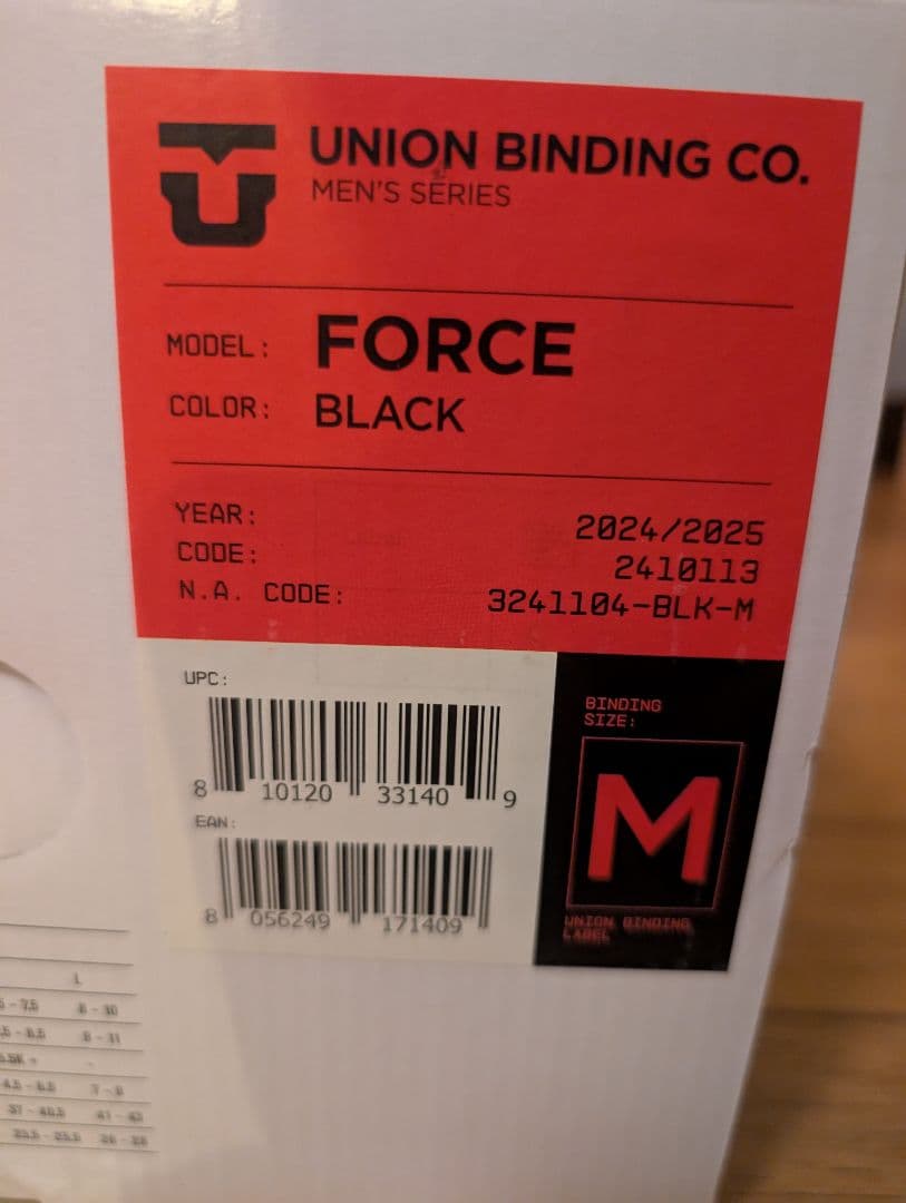 【新品未使用】24-25 ユニオン フォース ビンディング メンズ　サイズM