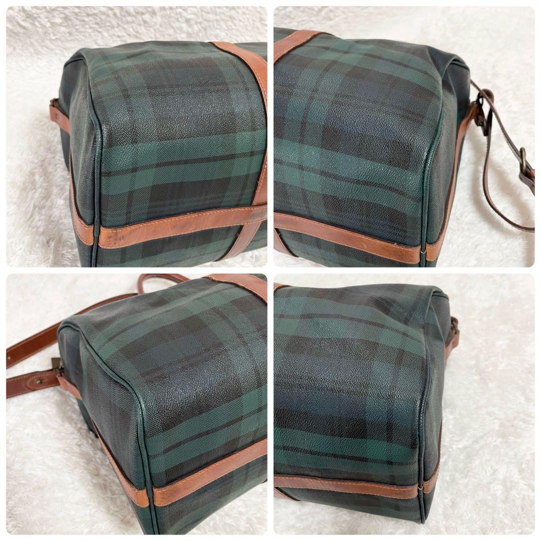 ポロラルフローレン☆2wayボストンバッグ グリーンチェック 大容量 南京錠