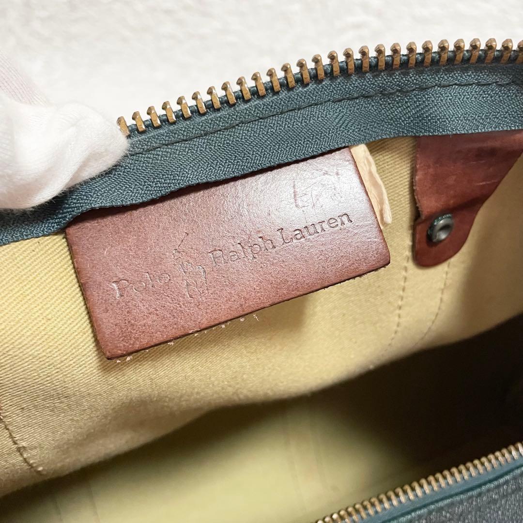 ポロラルフローレン☆2wayボストンバッグ グリーンチェック 大容量 南京錠