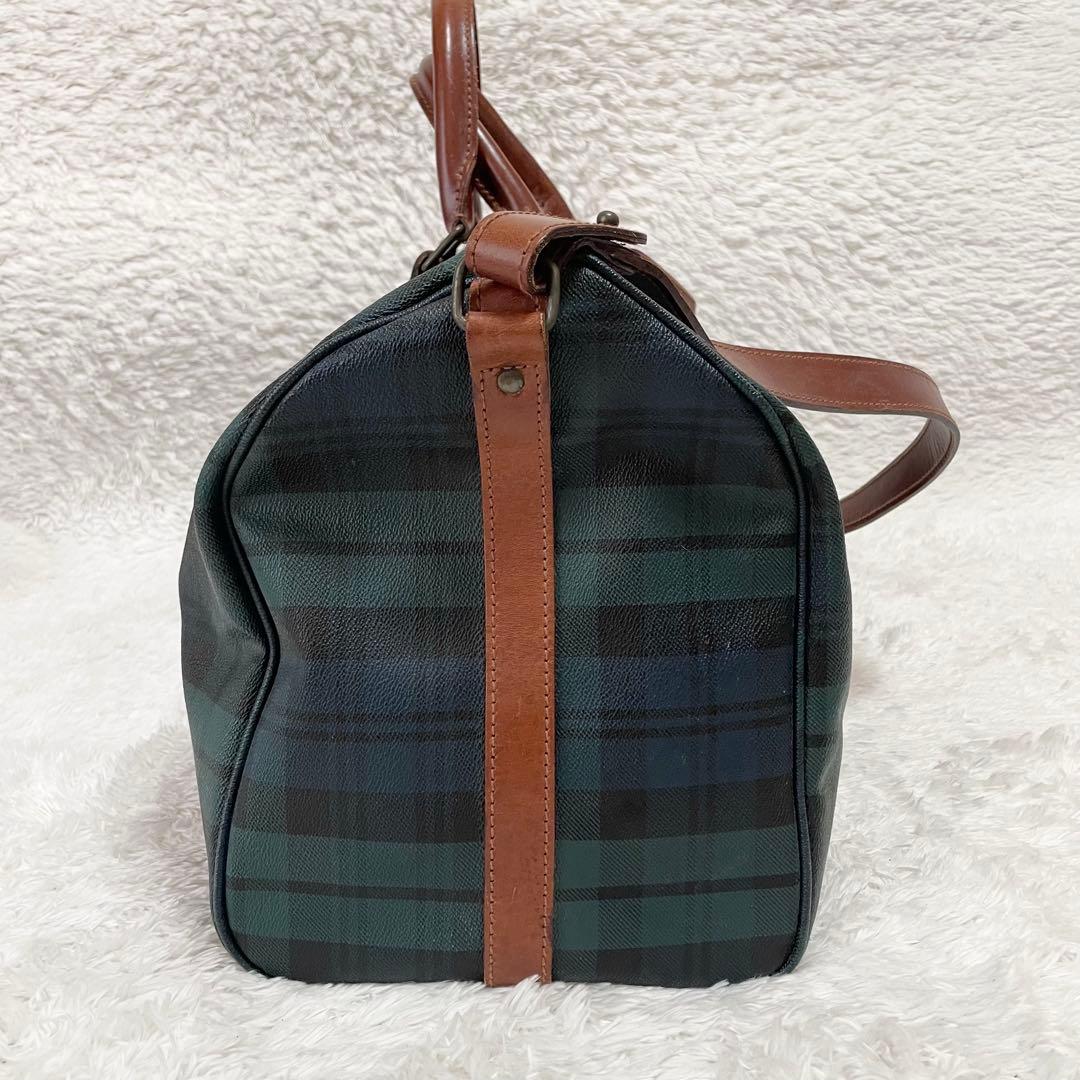 ポロラルフローレン☆2wayボストンバッグ グリーンチェック 大容量 南京錠