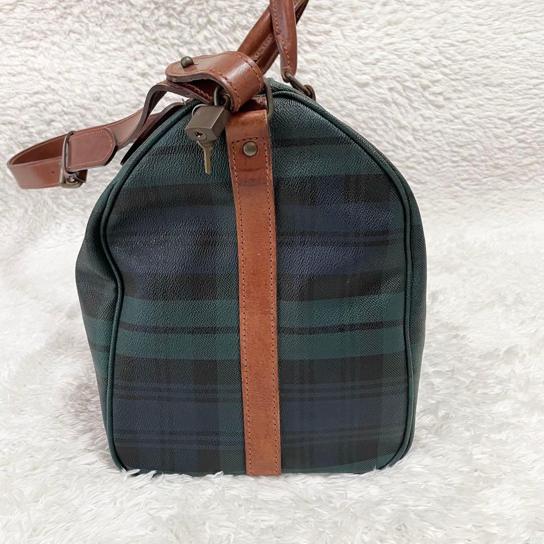 ポロラルフローレン☆2wayボストンバッグ グリーンチェック 大容量 南京錠