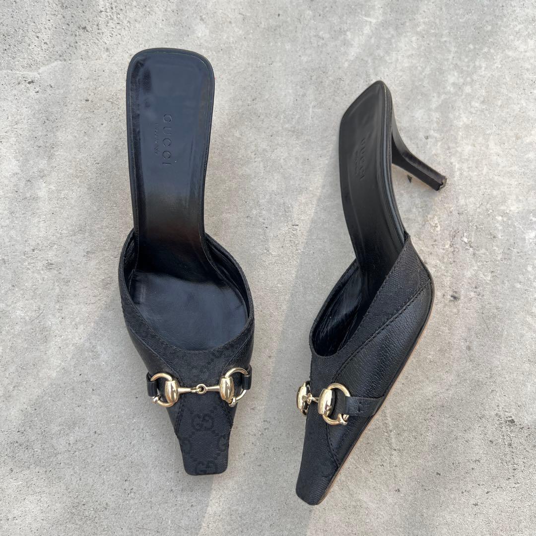 Gucci Horse Bit ブラックミュール ハイヒール 37.5