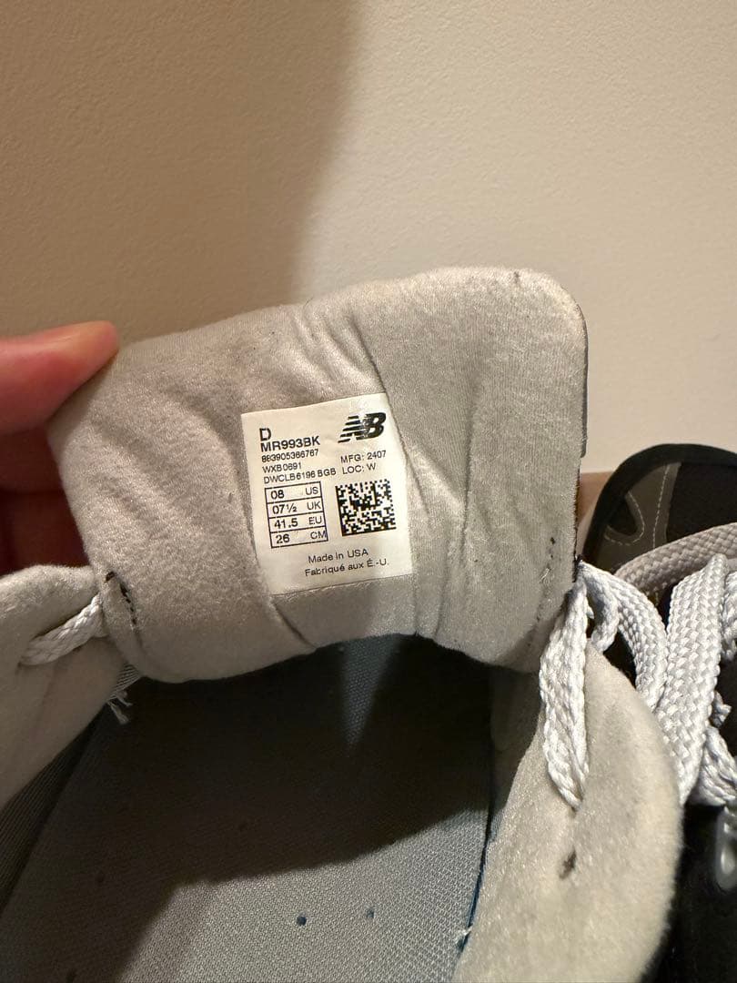 新品同様New Balance 993 26.0cm ブラック/グレー