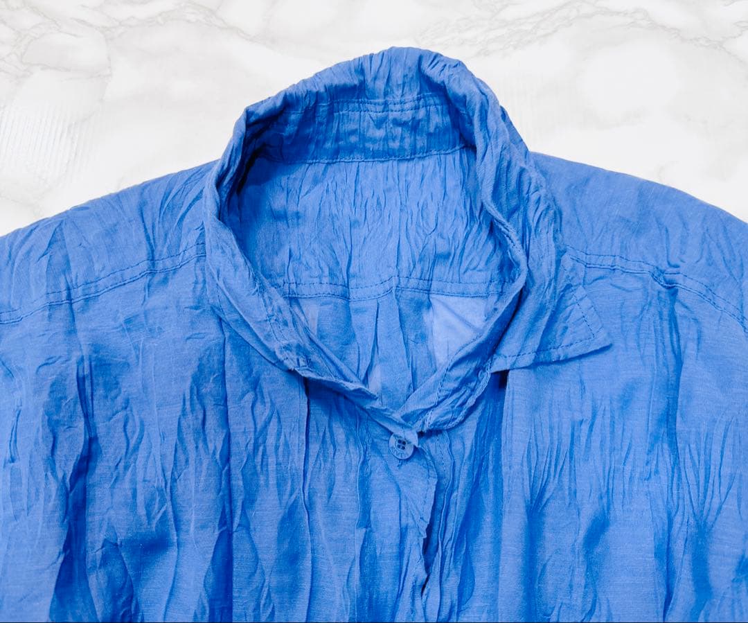 2023年モデル　プリーツプリーズ　シャツ　サイズ3　麻　リネン　大きいサイズ