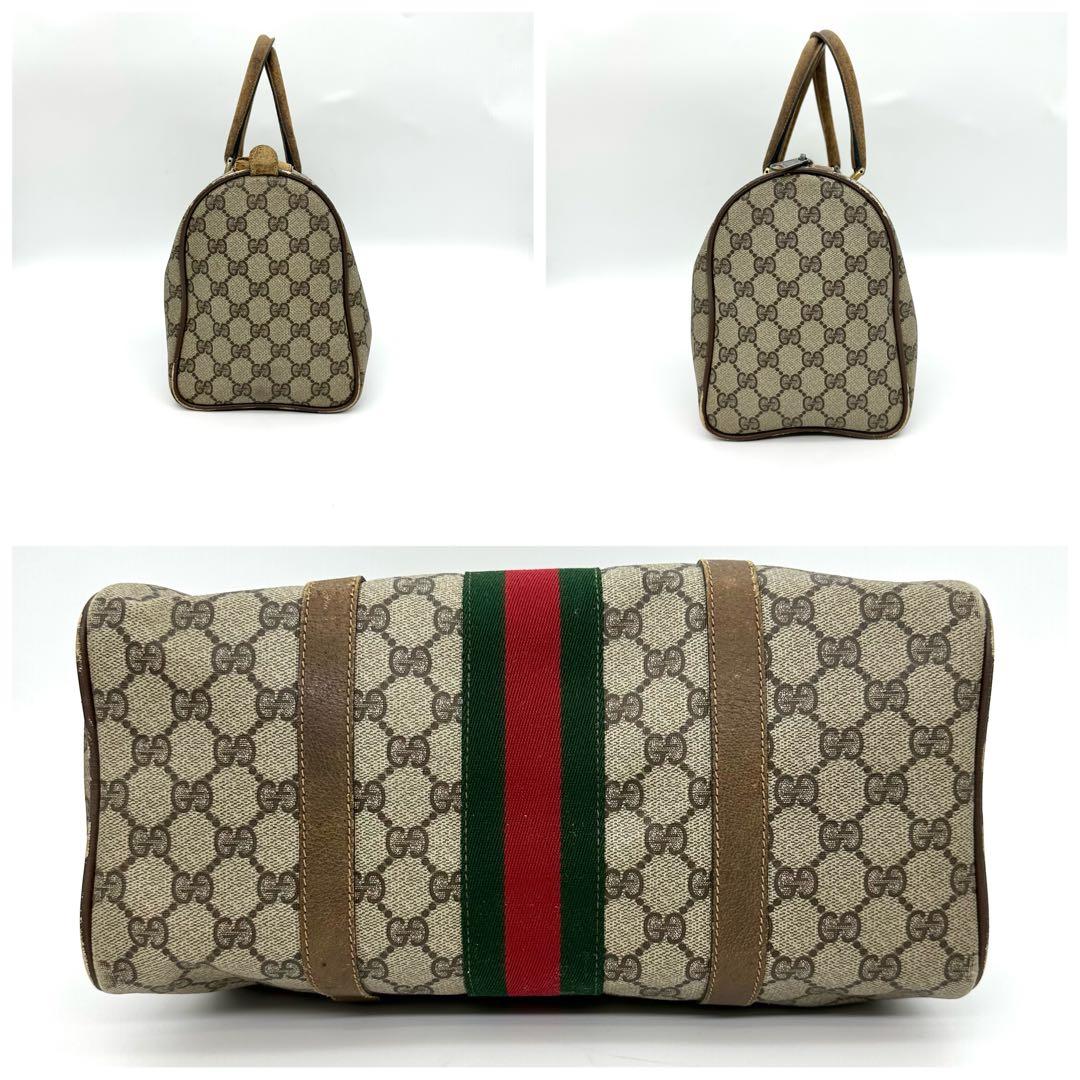 GUCCI グッチ ボストンバッグ GG柄 PVC レザー シェリーライン
